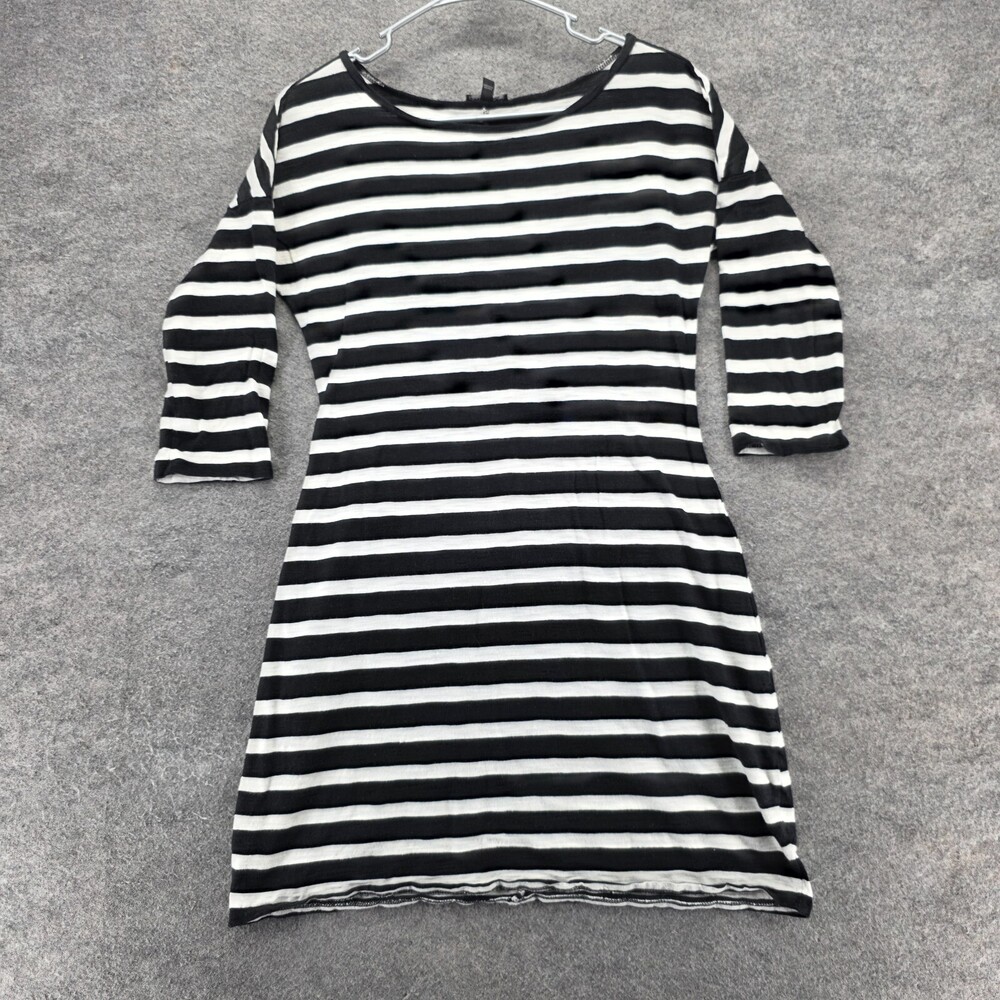 Express Dress Womens Medium 3/4 Sleeve Black White Striped